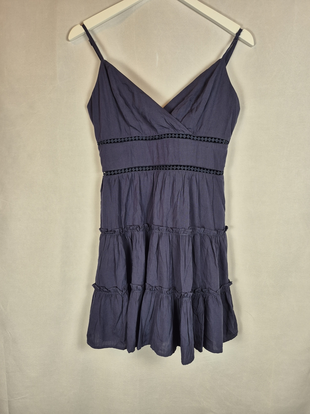 Altar'd State Navy Blue Spaghetti Strap Tiered Mini Dress Size S
